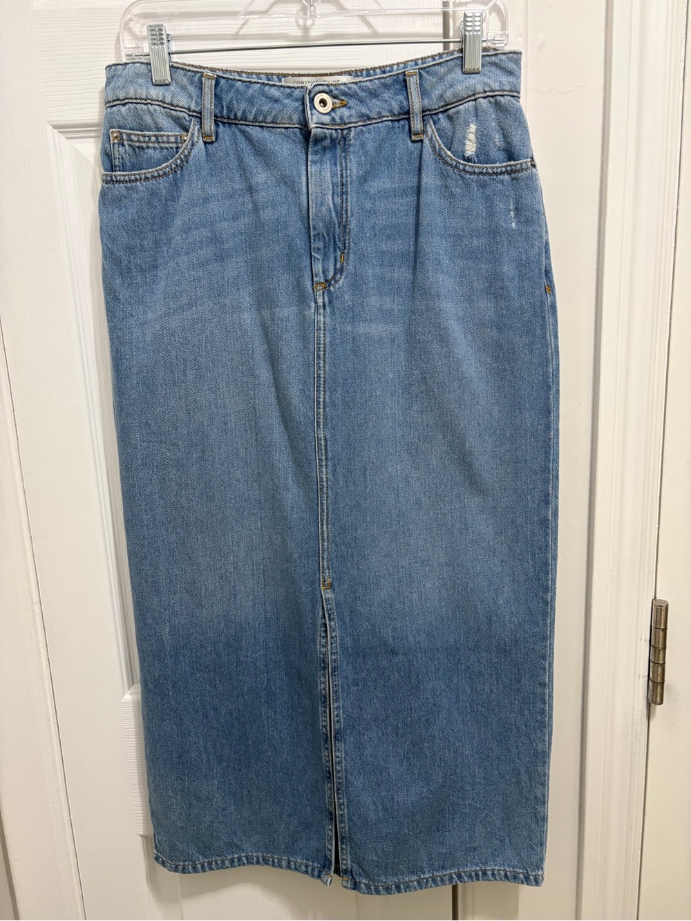 Contemporaine by Simons - Light Wash Organic Cotton Midi Denim Skirt - Size 6 - Picture 2 of 9